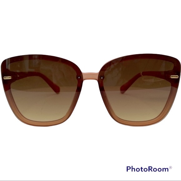 NEW! VINCE CAMUTO Sunglasses Oversized Cat Eye Rimless Nude Plastic Frame & Lens - Picture 1 of 11